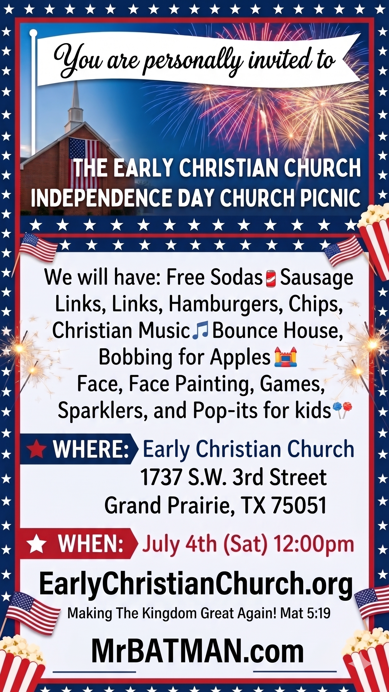 The Early Christian Church Independence Day Church Picnic - July 4th, Grand Prairie TX